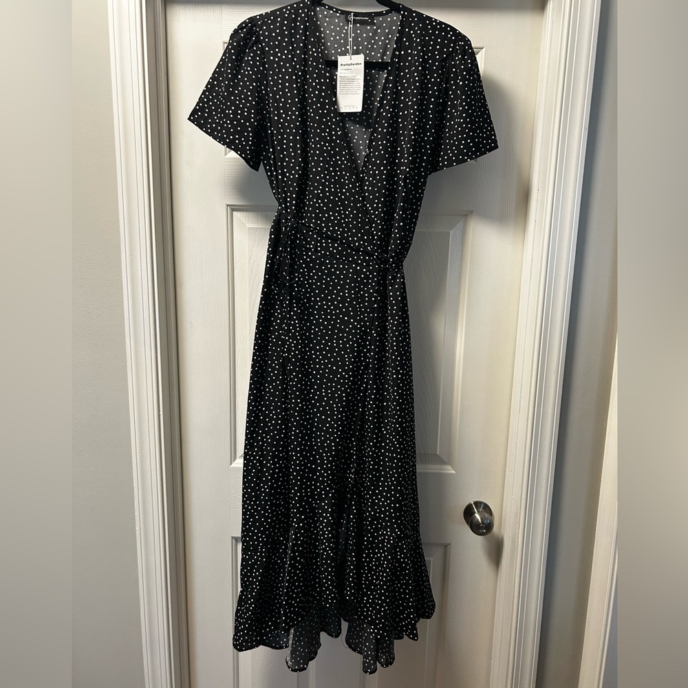 Black Polka Dot Wrap Dress